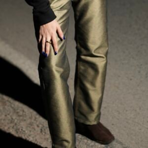 Olive green mettalic jean low waist
