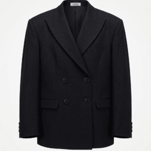 Oversized double-breasted blazer with a tone-on-tone pattern