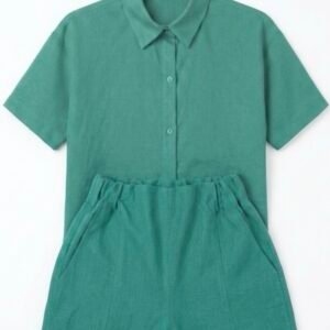 Green shirt and short set