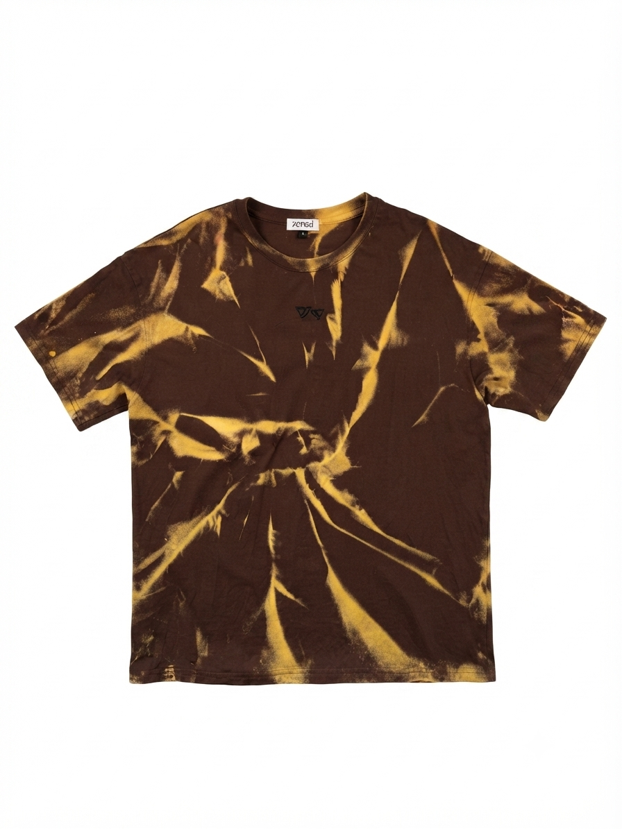 Oversized brown t-shirt with bleach effect
